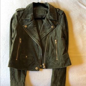 SLB olive forest green suede motorcycle jacket